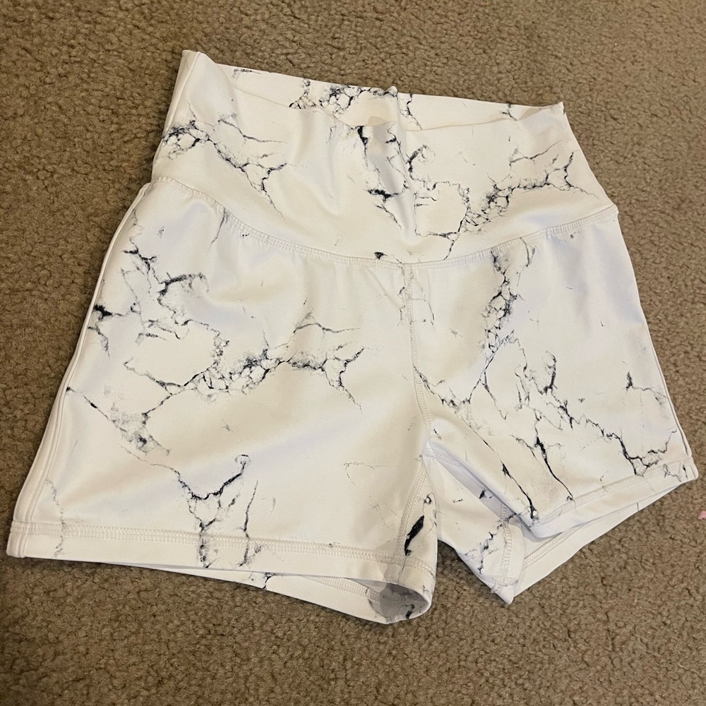 Buffbunny white marble limitless shorts